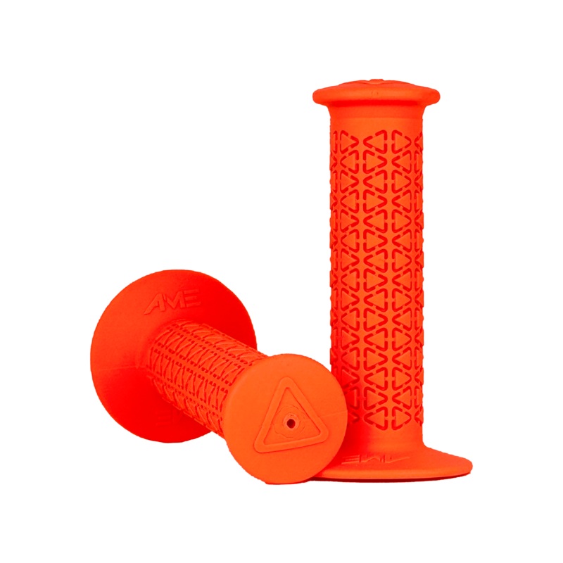 AME Rounds BMX Grips - Flanged - Fluorescent Orange - USA Made