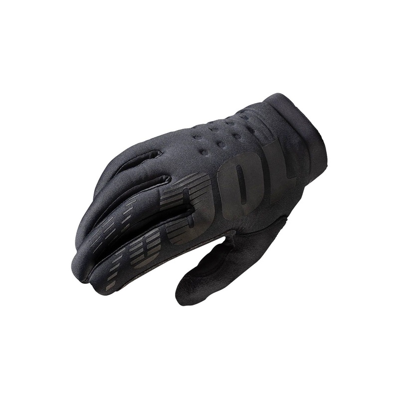 100% Brisker Gloves - Black Full Finger Mens Large
