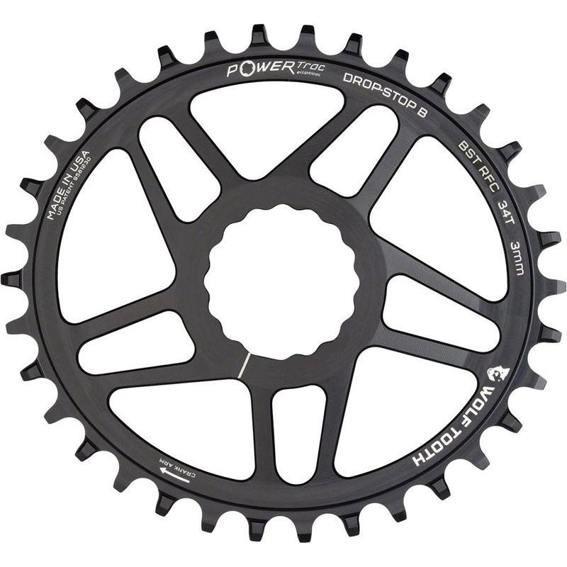 Wolf Tooth Elliptical Direct Mount Chainring - 34t RaceFace/Easton CINCH Direct Mount Drop-Stop B For Boost Cranks 3mm Offset Black