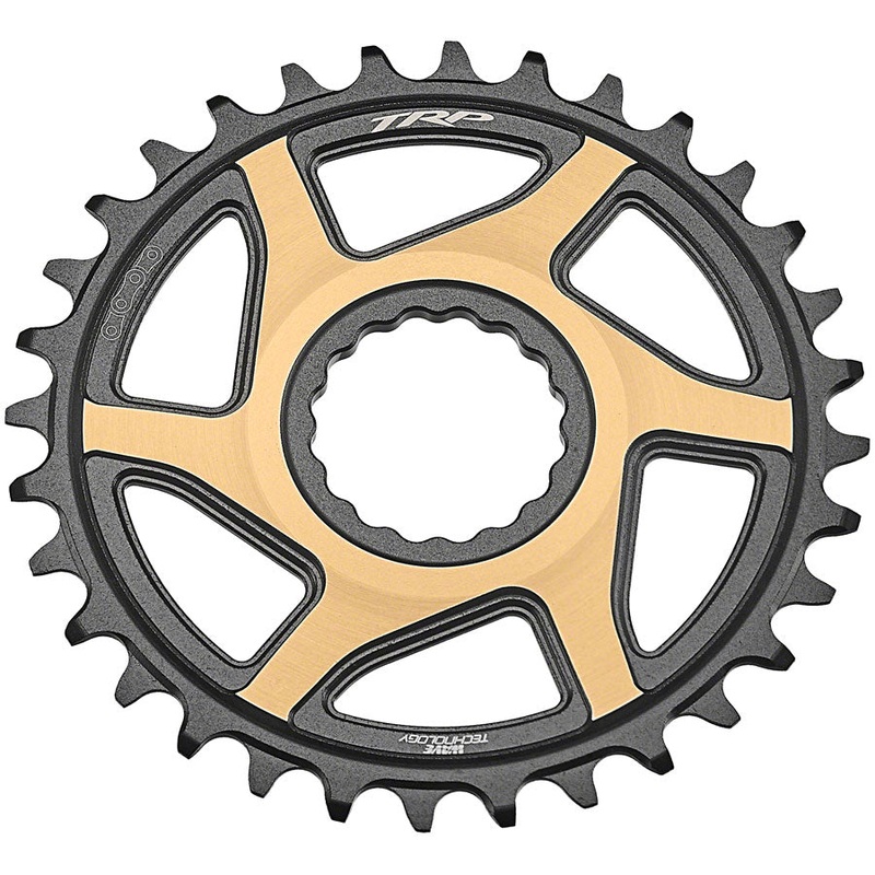 TRP CR-M9050 Boost Direct Mount Chainring - 30t 12-Speed CINCH Mount 3mm Offset 7075-T6 Aluminum Sandblasted BLK/Gold