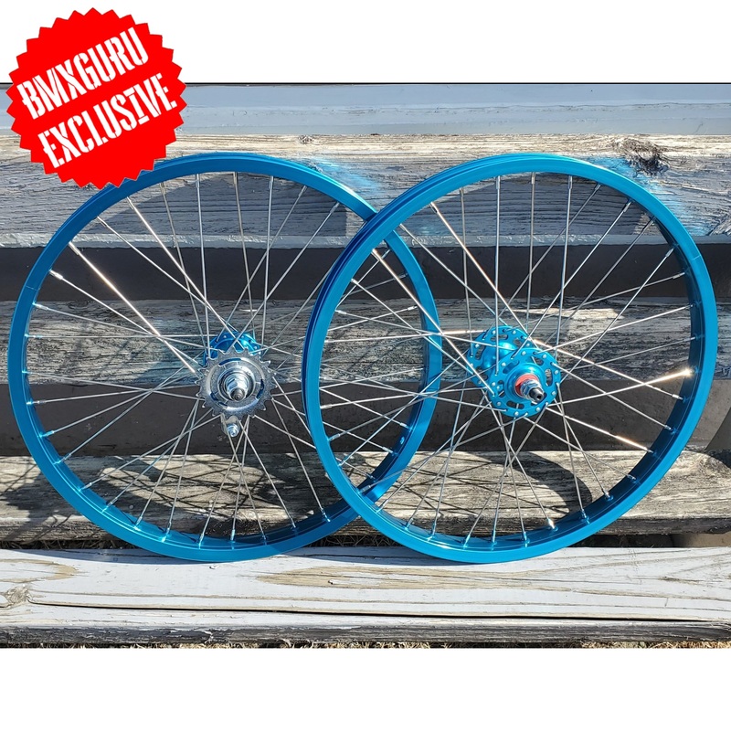 20" 7X style Coaster Brake BMX Wheelset - Pair - Blue Anodized