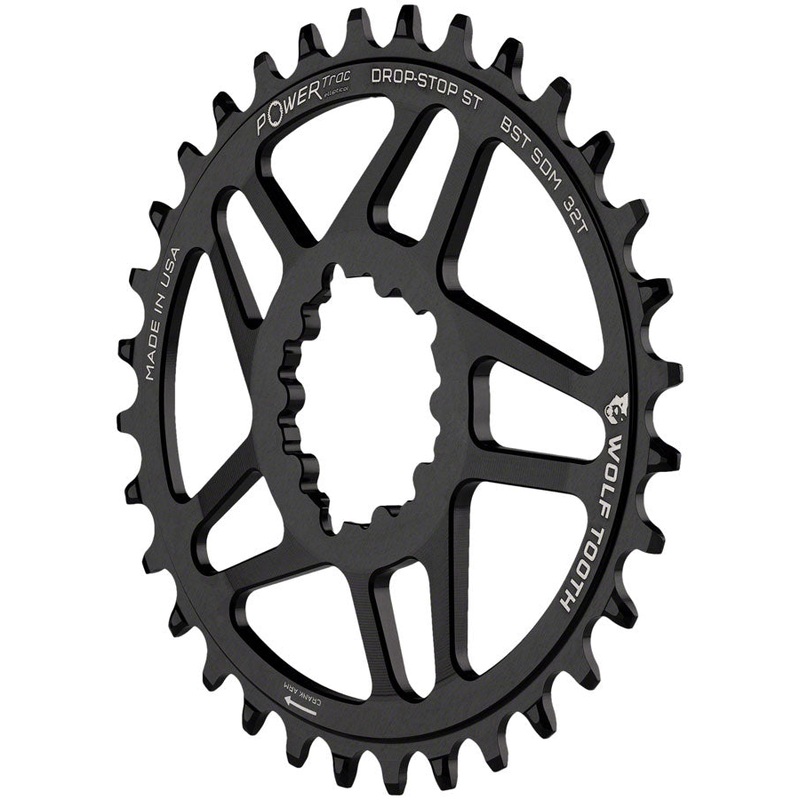 Wolf Tooth Direct Mount Chainring - 32t SRAM Direct Mount For SRAM 3-Bolt Boost Requires 12-Speed Hyperglide+ Chain BLK