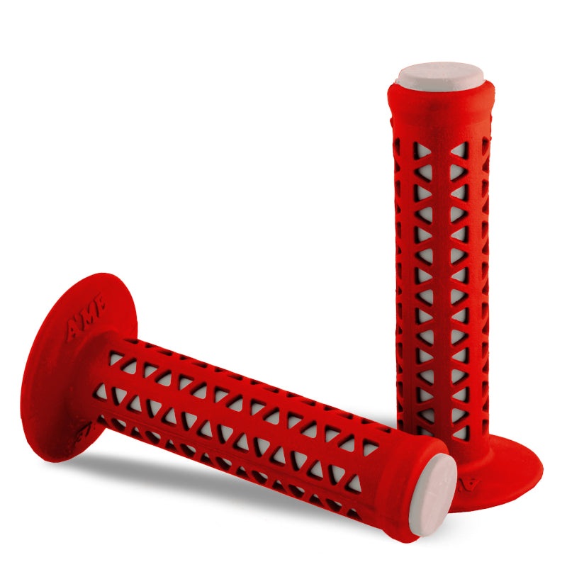 AME Unitron re-issue retro BMX grips - Flanged - Red over White