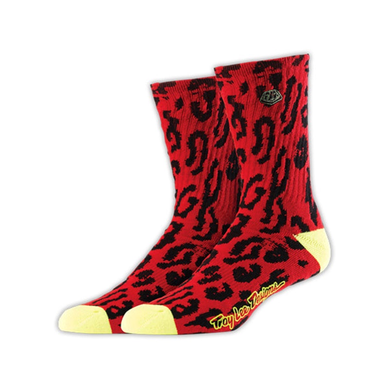 Troy Lee Crew Socks Cheetah-Red