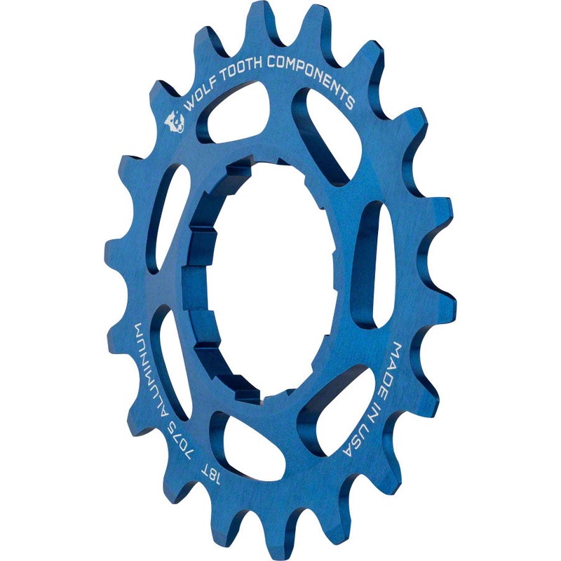 Wolf Tooth Single Speed Aluminum Cog - 18t, Compatible with 3/32" Chains, Blue