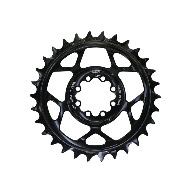 5DEV Chainring - T-Type SRAM 8-Bolt Chainring - 3mm Offset - 30T - Black
