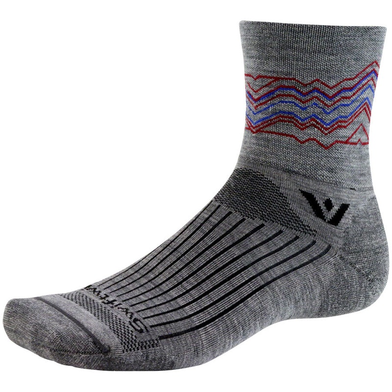 Swiftwick Pursuit Quarter Crew High Socks - 4" Heather Red Large