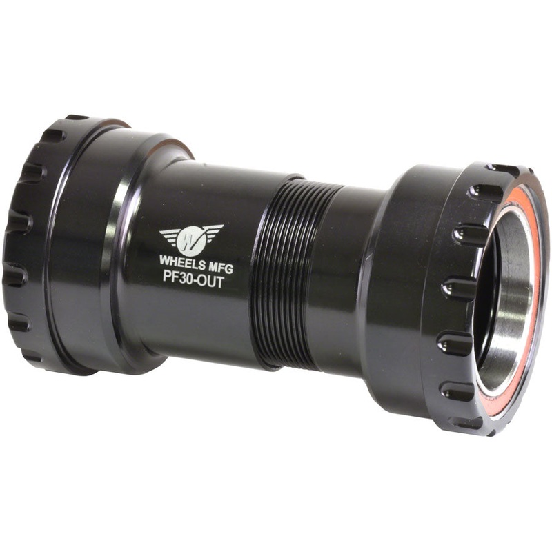 Wheels Manufacturing PF30 Outboard Bottom Bracket - For 30mm Spindle, ABEC-3 Bearings, PressFit Thread Together, Black