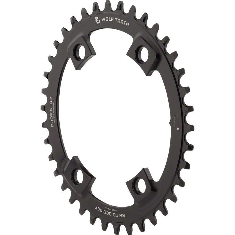 Wolf Tooth Elliptical Shimano 110 Asymmetric BCD Chainring - 40t 110 Asymmetric BCD 4-Bolt Drop-Stop For Shimano Cranks BLK