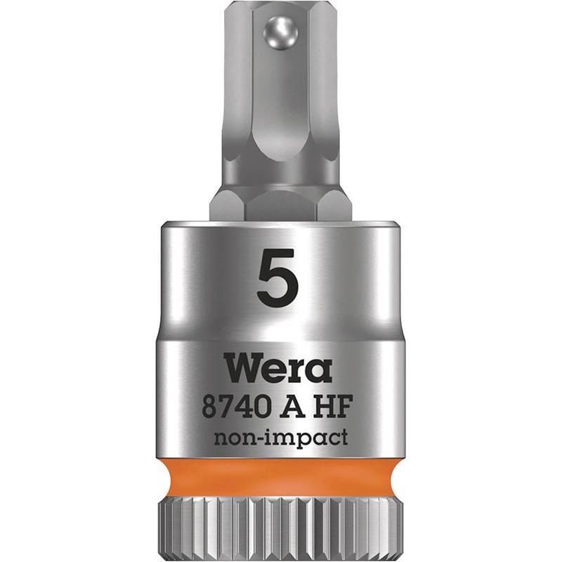 Wera, 8740A HF Zyklop, 1/4'' Drive, Hex 5.0 x 28mm with HF