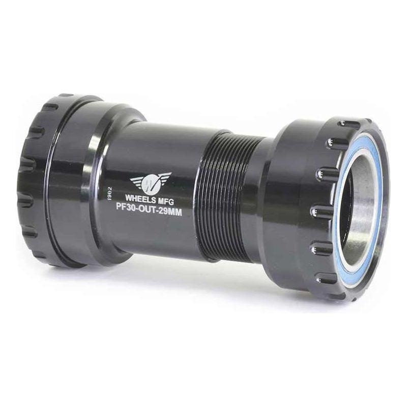 Wheels Manufacturing PressFit 30 Outboard Bottom Bracket: 29mm Bearing ID for SRAM DUB ABEC-3 Bearings Black Cups