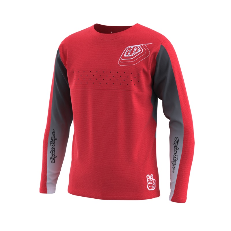 Troy Lee Designs Sprint Long Sleeve MTB Jersey - Richter - Youth - Race Red - 2023