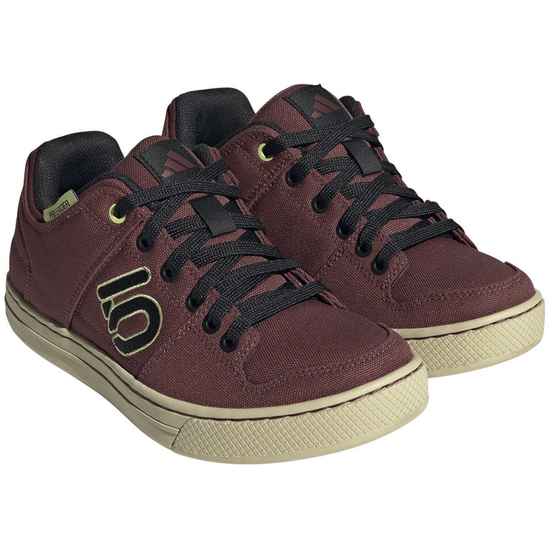 Five Ten Freerider Canvas Flat Shoes - Womens Quiet Crimson/Core Pulse Lime 10