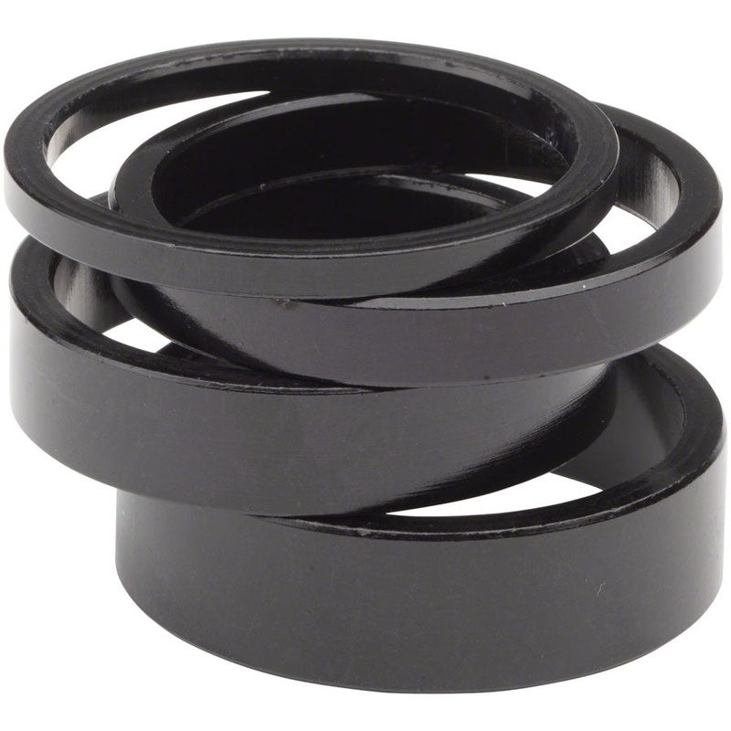 Wheels Manufacturing Aluminum Headset Spacer - 1-1/8", Assorted 4pcs, Black