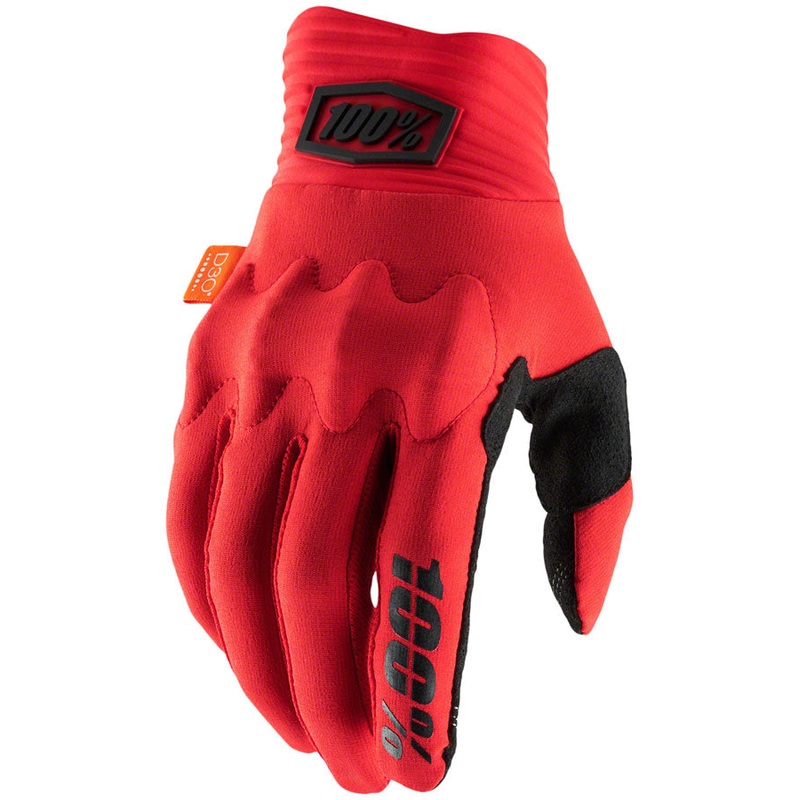 100% Cognito Gloves - Red/Black Full Finger Mens Medium