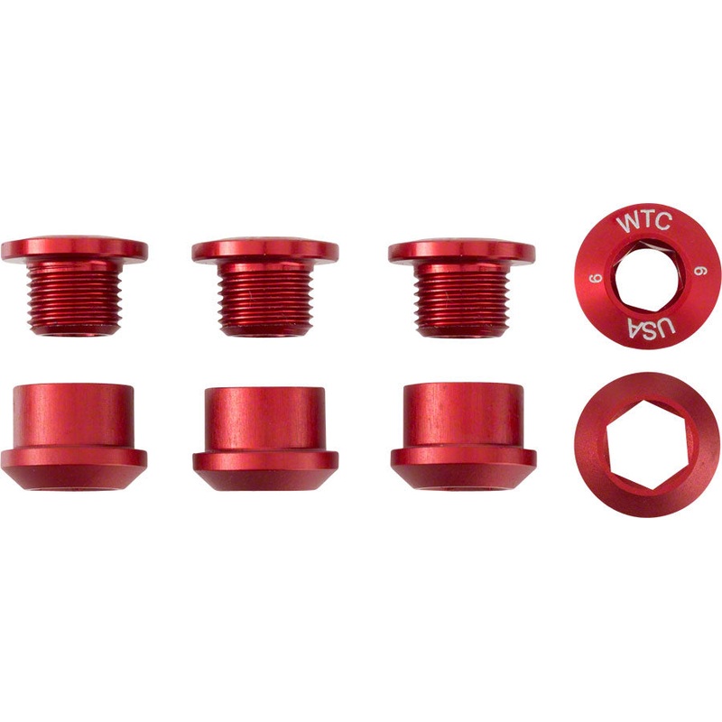 1x Chainring Bolt Set - 6mm Dual Hex Fittings Set/4 Red