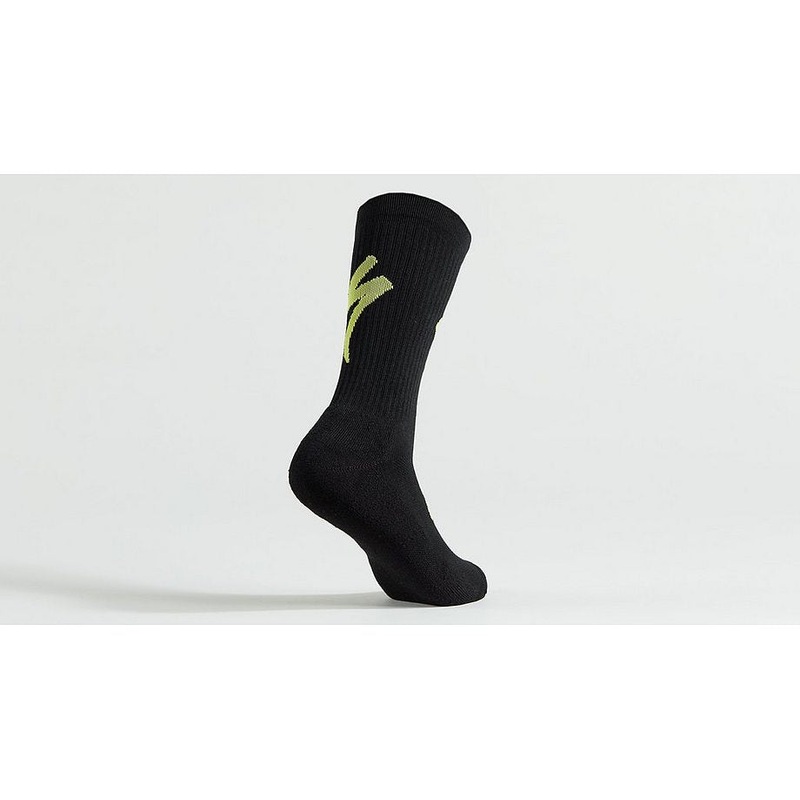 Specialized techno mtb tall logo sock black/hyper green m
