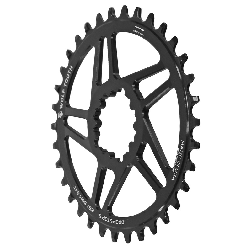Wolf Tooth Components Chainring - Drop-Stop B - 3mm Offset - SRAM 3-Bolt Direct Mount - 32t - Round - Black
