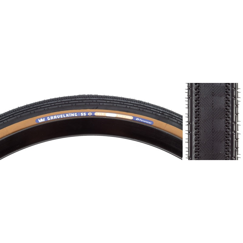Panaracer GravelKing SS Plus Tire - 700 x 45 Tubeless Folding Black/Brown