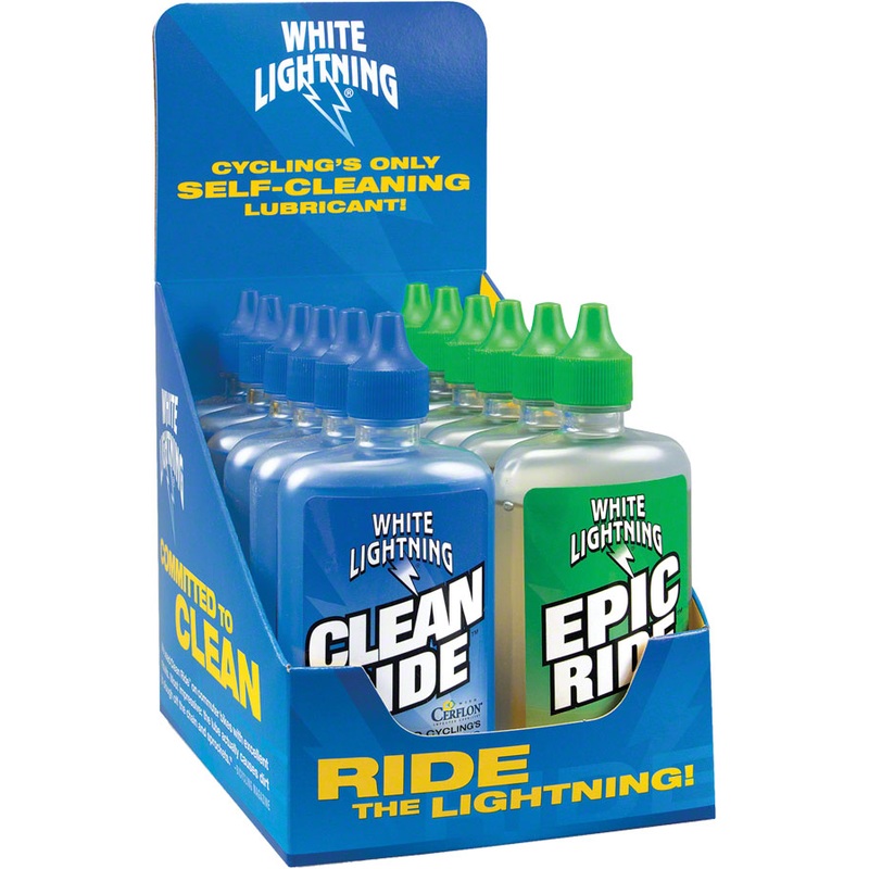 White Lightning Clean Ride Epic Ride Bike Chain Lube - 4oz Drip Box of 12