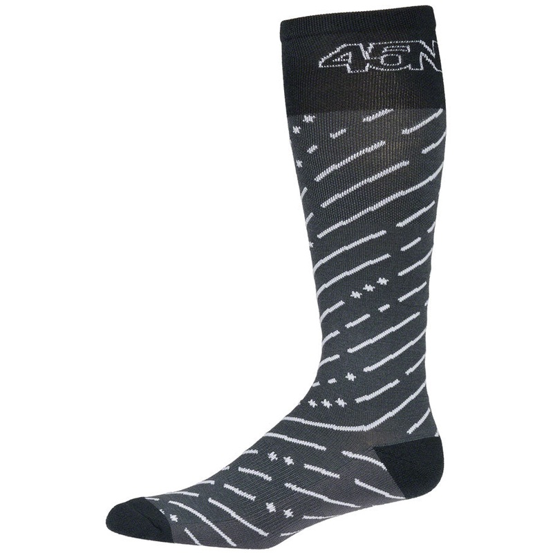 45NRTH Snow Band Midweight Knee High Wool Sock - Dark Gray/Dark Blue Large