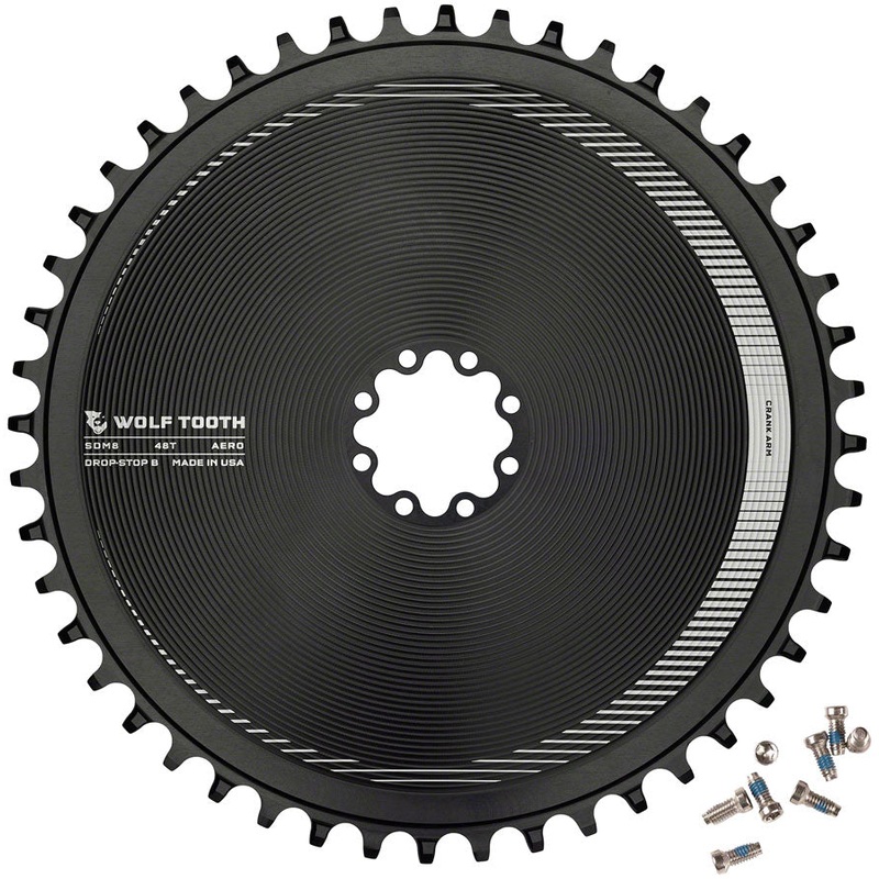 Wolf Tooth Aero Direct Mount Chainring - 48t Direct Mount SRAM 8-Bolt Drop-Stop B BLK