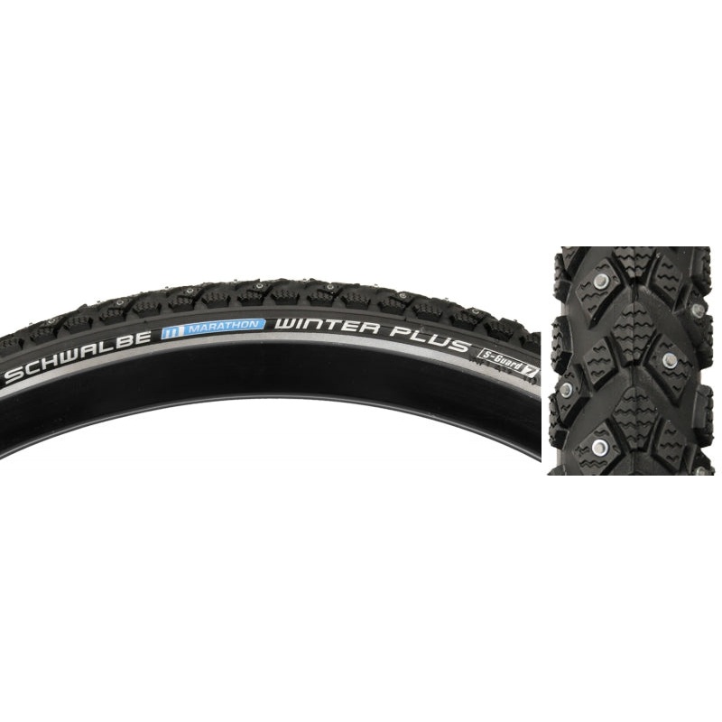 Schwalbe Marathon Winter Plus Tire - 26 x 2 Clincher Wire BLK/Reflective Performance Line 200 Steel Studs