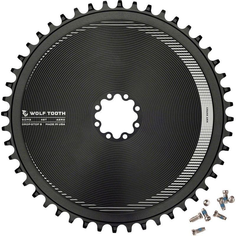 Wolf Tooth Aero Direct Mount Chainring - 48t Direct Mount SRAM 8-Bolt Drop-Stop B Black