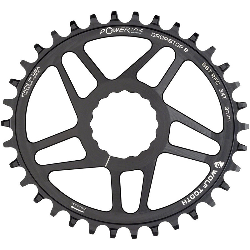 Wolf Tooth Elliptical Direct Mount Chainring - 34t RaceFace/Easton CINCH Direct Mount Drop-Stop B For Boost Cranks 3mm Offset BLK