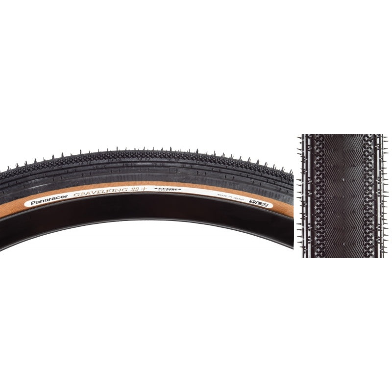Panaracer Gravelking SS+ Tire 700x35C Folding Tubeless Ready ZSG Natural ProTite Shield 126TPI Brown