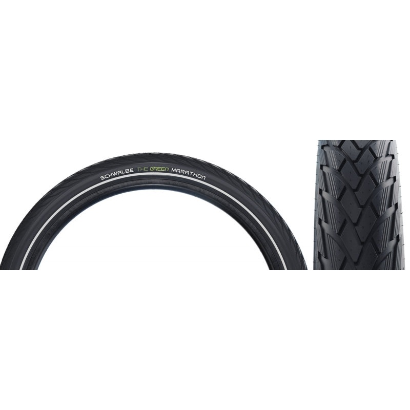 Schwalbe Green Marathon Tire - 700 x 28 Clincher Wire BLK/Reflective Performance Line GreenGuard TwinSkin Addix