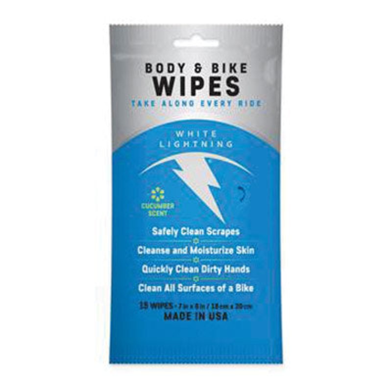 White Lightning,Body&Bike Wipe 15 Wipes/Pack,6/Case Body & Bike Wipes White Lightning Skincare
