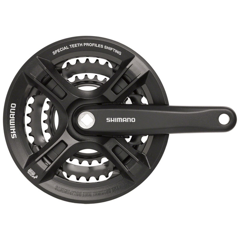 Shimano Altus FC-M311 Crankset - 175mm 7/8-Speed 48/38/28t Riveted Square Taper JIS Spindle Interface BLK