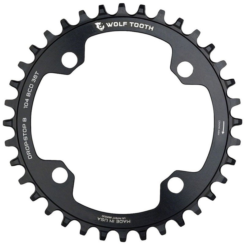 Wolf Tooth 104 BCD Chainring - 36t - 104 BCD 4-Bolt - Drop-Stop B - Black