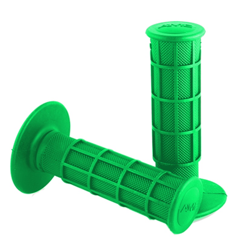 AME Full Waffle BMX Grips - Flanged - Green - USA Made
