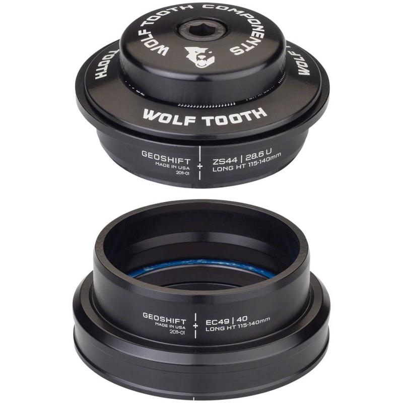 Wolf Tooth GeoShift Performance Angle Headset - 1 Deg, Long, ZS44/EC49, Black