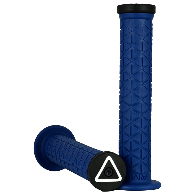 AME Super Tri Long BMX Grips w/ Plugs - Flangeless - Blue - USA Made