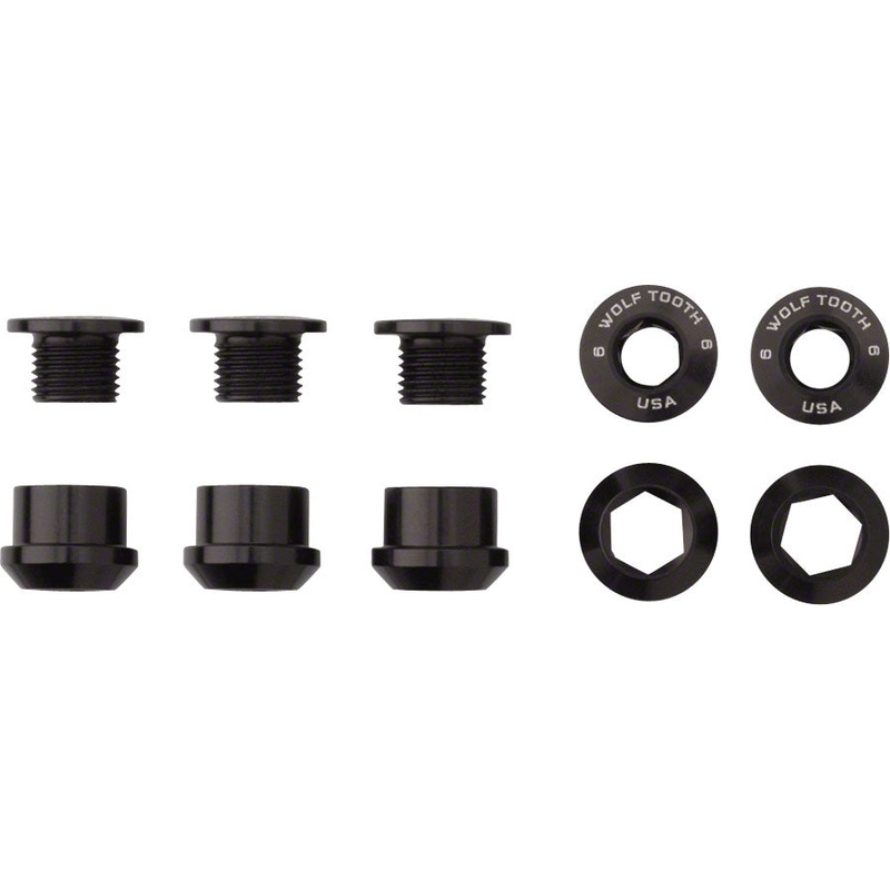 Wolf Tooth Components Set of 5 Chainring Bolts for 1x Dual Hex Fittings Black