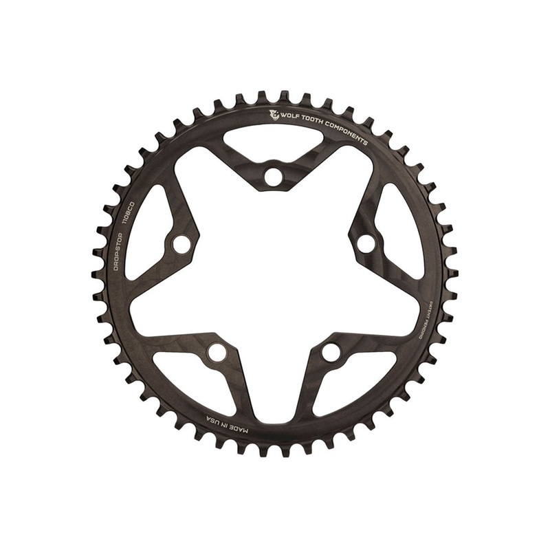 Wolf Tooth Components Drop-Stop 110 BCD Flat Top Cyclocross/Road Chainring - Black