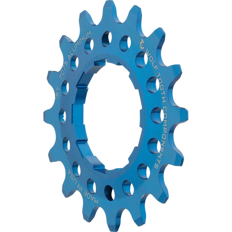 Wolf Tooth Single Speed Aluminum Cog - 16t Compatible with 3/32" Chains Blue