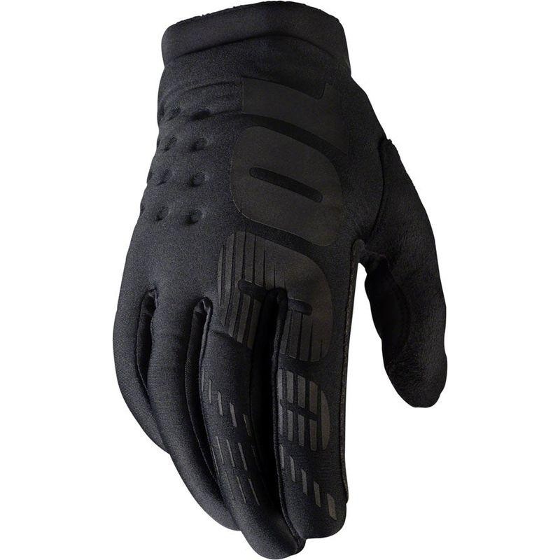 100% Brisker Gloves - Black Full Finger Men's Large
