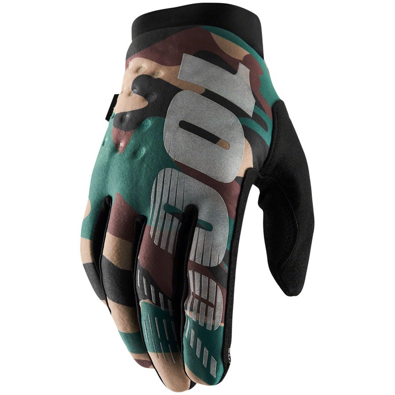 100% Brisker Gloves - Camo/Black Full Finger Mens X-Large