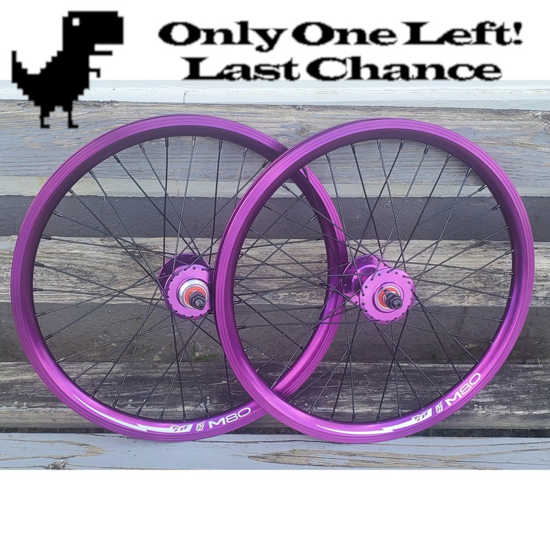 20" TNT M80X Sealed High Flange Flip-Flop BMX Wheelset - Pair - Purple