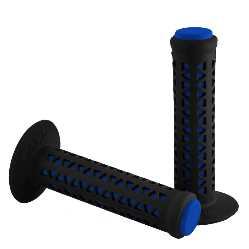 AME Unitron re-issue retro BMX grips - Flanged - Black over Blue