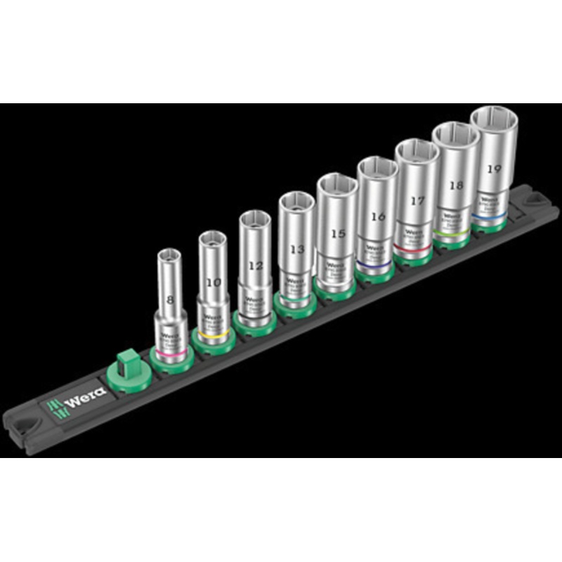 Wera Magnetic socket rail B Deep 1 socket set, 3/8" drive, 9 pieces